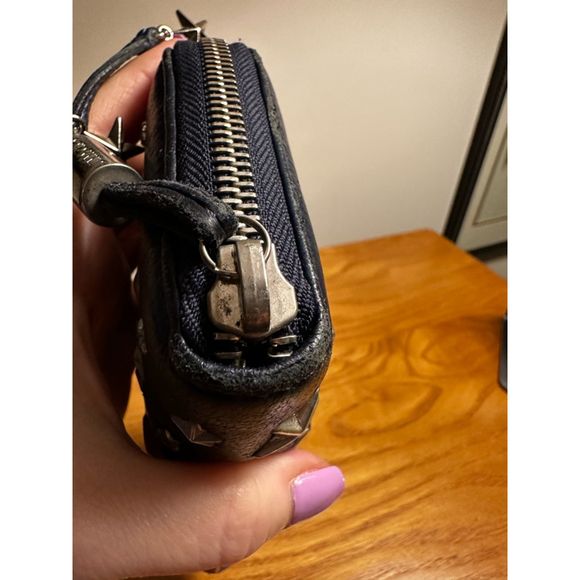 Jimmy Choo Blue Leather Star Studded Zip Around Wallet - Picture 3 of 8